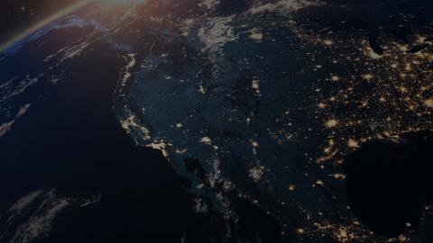 Lưới điện Bắc Mỹ khi ở chế độ xem Trái đất